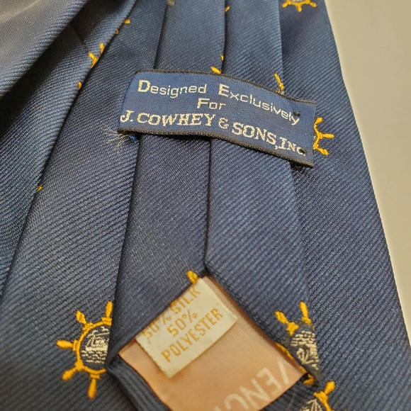 Givenchy Necktie Blue Geometric Repp Neck Tie Repp Fabric Nautical Theme - Picture 3 of 5